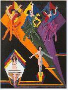 Ernst Ludwig Kirchner Dancing girls in colourful rays Sweden oil painting artist